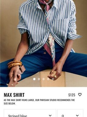 Sezane Max Blue and White Striped Button-Down Shirt